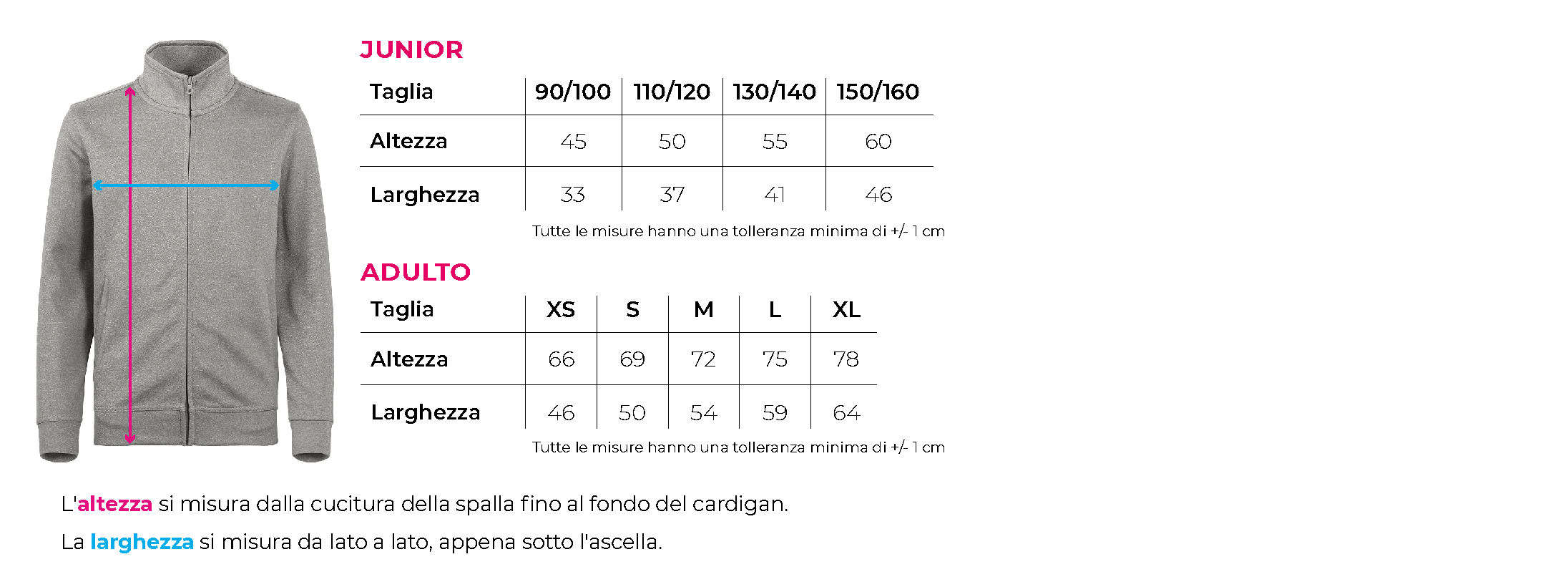 Tabella taglie 021016 021068